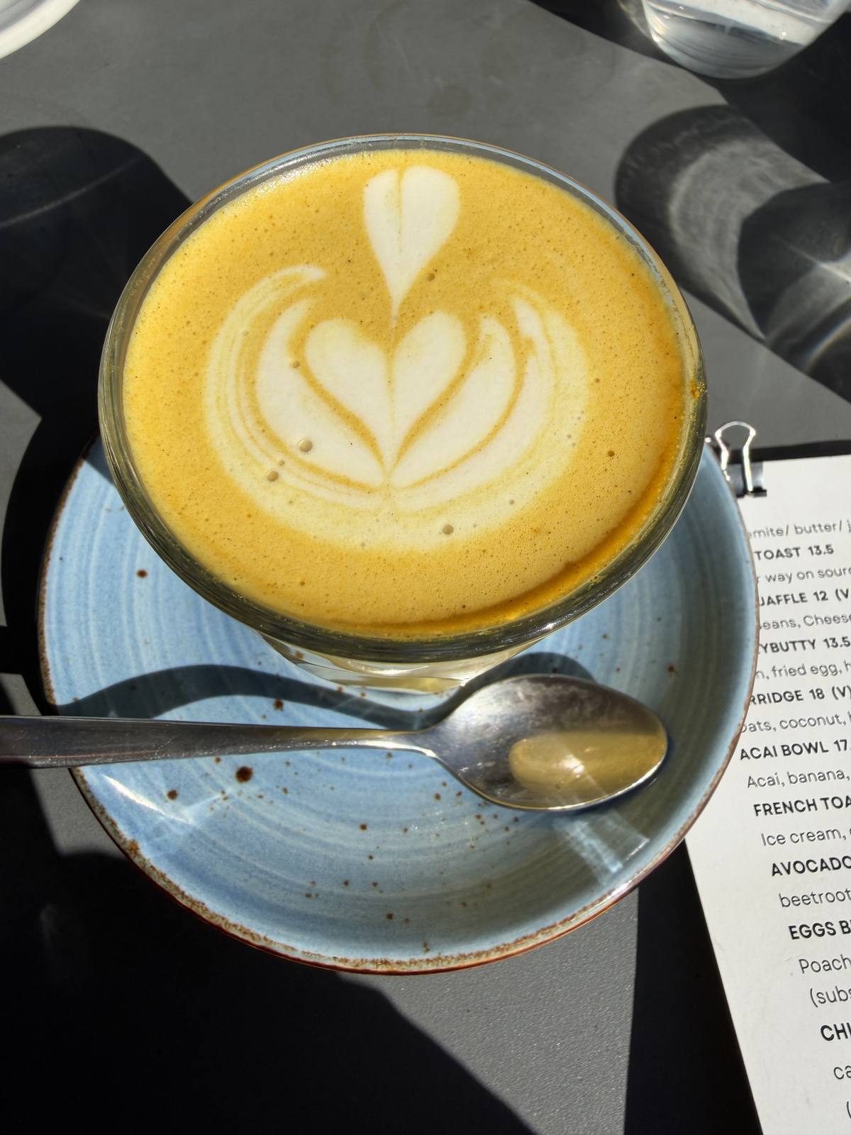 A golden latte in the sun